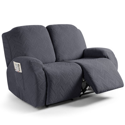 Latitude Run® Stretch Recliner Loveseat Slipcover - 6-Piece Jacquard ...